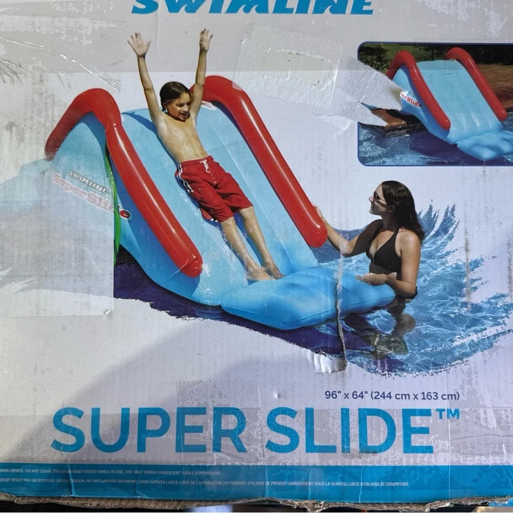 Kids Super Slide Inflatable Pool Slide - Blue & Red